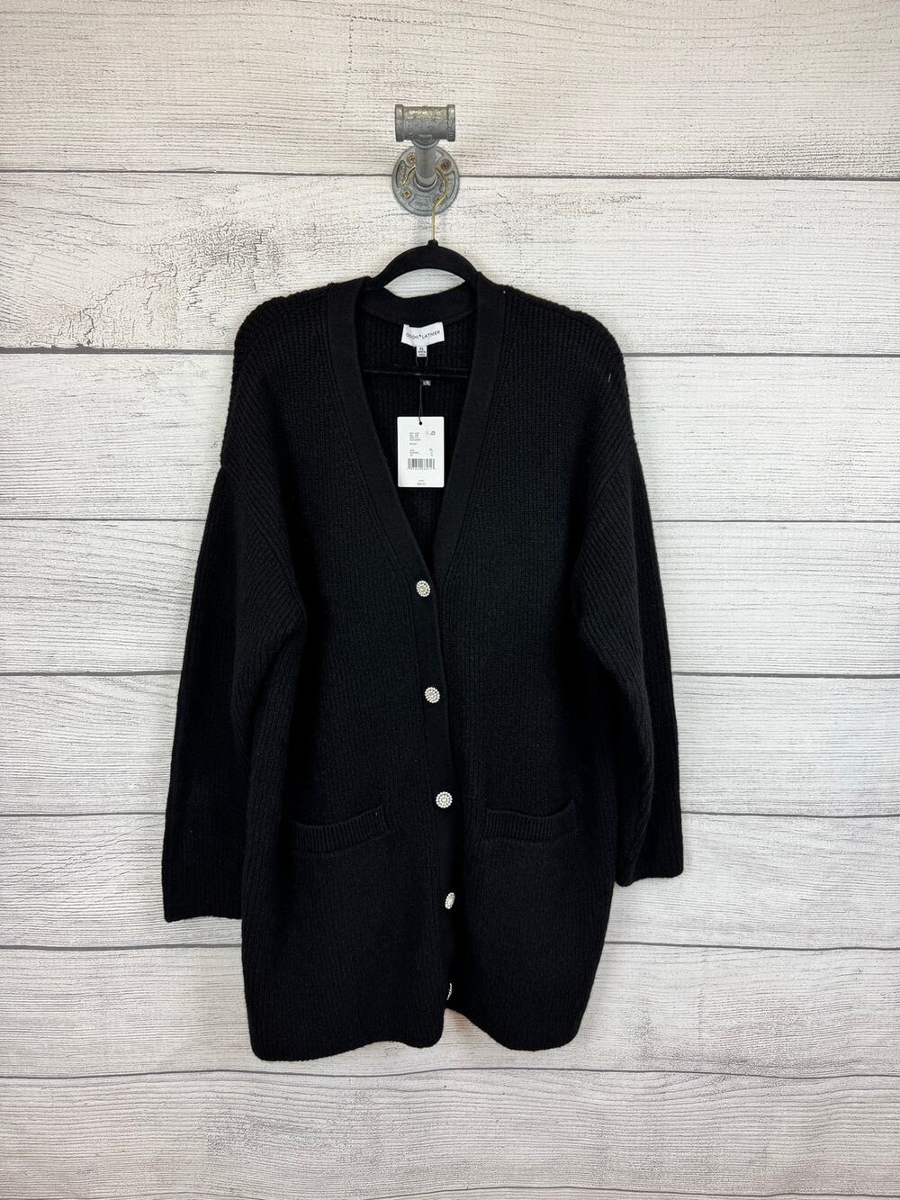 Gibson Latimer Women's Black Knit Long Line Sweater Cardigan Size XL
